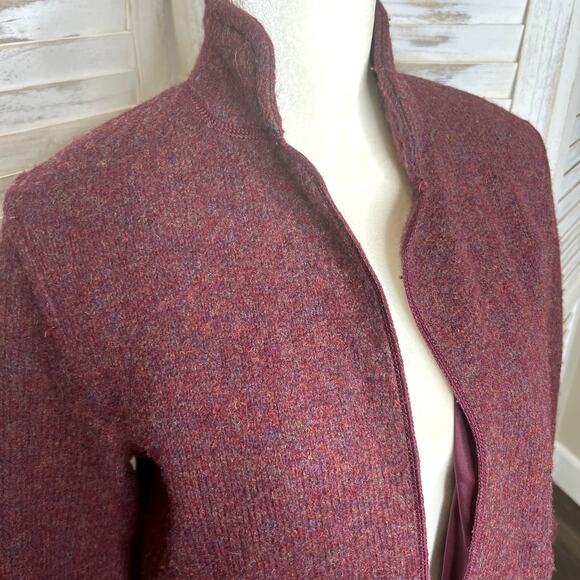 CIAO SPORT LTD VINTAGE Blazer Suit Jacket Shetland Wool Burgundy M Boxy Cropped - Picture 7 of 12